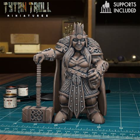 3D Printable Female Dwarf 05 Pre Supported By TytanTroll Miniatures