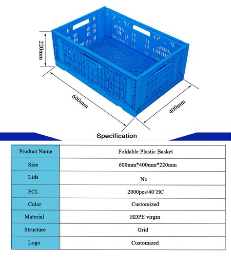 Foldable And Collapsible Mesh Plastic Crates For Fruit And Vegetables