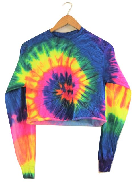 Neon Rainbow Tie Dye Cropped Long Sleeve Tee Tie Dye Diy Summer