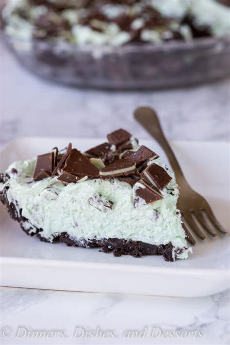 No Bake Mint Chocolate Chip Pie - Dinners, Dishes, and Desserts