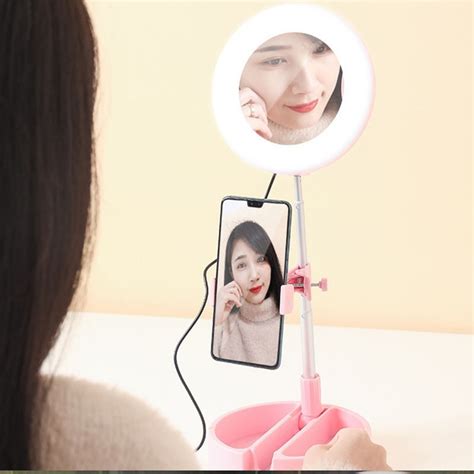 Jual CERMIN LIPAT RIAS LED RING LIGHT PORTABLE MAKE UP MIRROR SELFIE