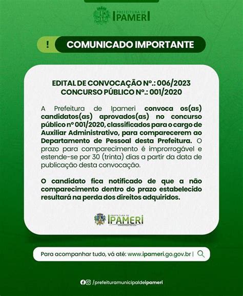 Prefeitura De Ipameri Convoca Nova Lista De Candidatos As Aprovados