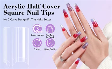 Amazon Lionvison Tapered Square No C Curve Nail Tips Half Cover