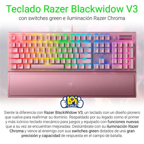 Ripley TECLADO GAMER RAZER BLACKWIDOW V3 QUARTZ RGB SWITCHES GREEN