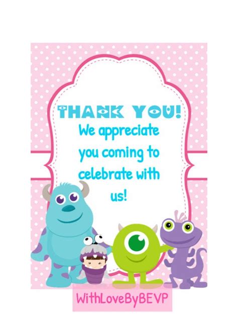 Monsters Inc. Thank You Cards - Etsy