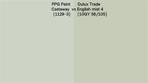 PPG Paint Castaway 1129 3 Vs Dulux Trade English Mist 4 10GY 58 105