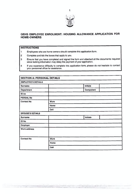 Housing Allowance Form For Homeowners HRM2601 Studocu