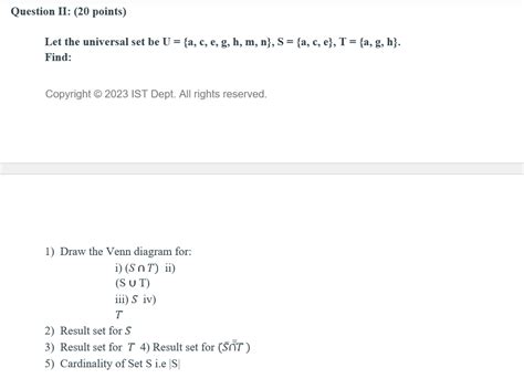 Solved Let The Universal Set Be