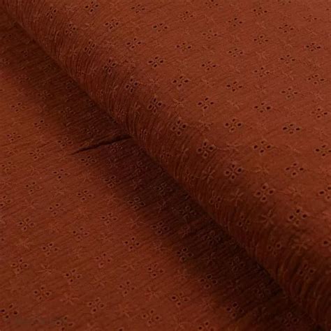 Coupon De Tissu Double Gaze Brod E De Coton Terracotta Cm