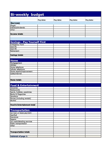 Bi Weekly Budget Template 3 Free Templates In Pdf Word Excel Download