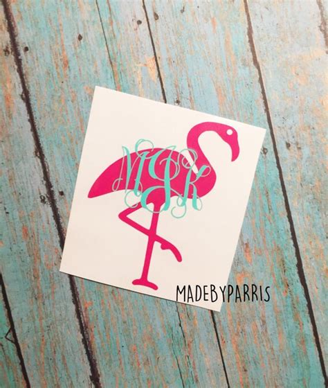 Flamingo Monogram Vinyl Decal Monogram Decal By Madebyparris