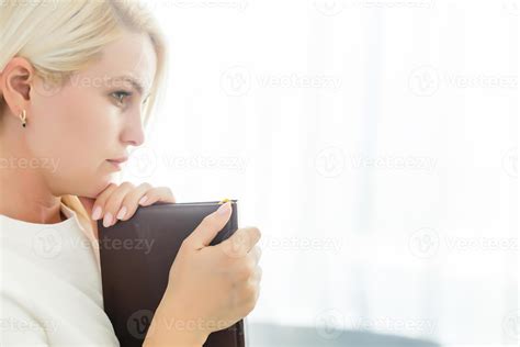 Girl Praying Side View Of Beautiful Young Blond Hair Woman Praying At