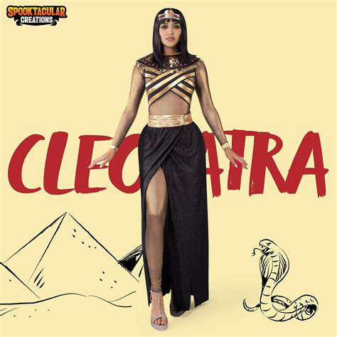 Women Queen Cleopatra Dress Costume Set with Black Collar, Underneath ...