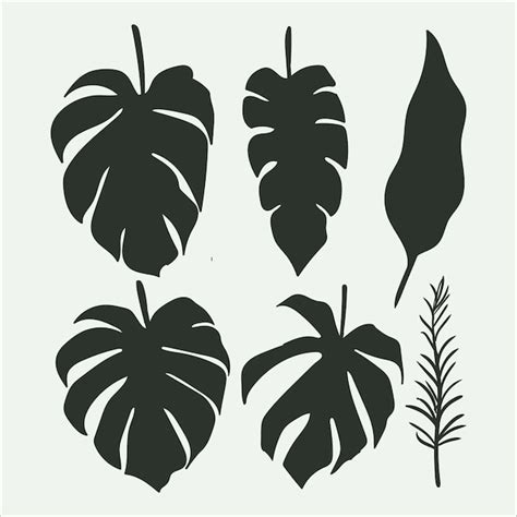 Premium Vector | Tropical leaf collection with silhouette style