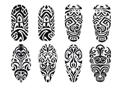 Premium Vector Hand Drawn Set Of Tattoo Sketch Maori Style For Leg Or Shoulder