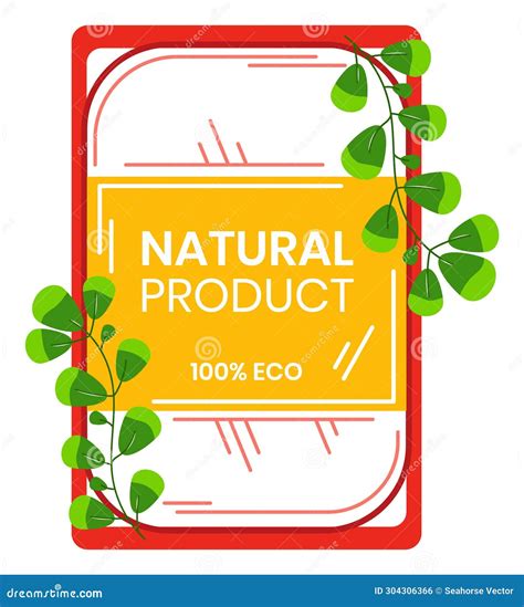 Eco Friendly Label Design With Green Leaves Organic Product Badge With