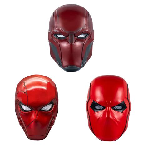 Masque de Méchant à Capuche Rouge pour Homme Casque de Chauve Souris