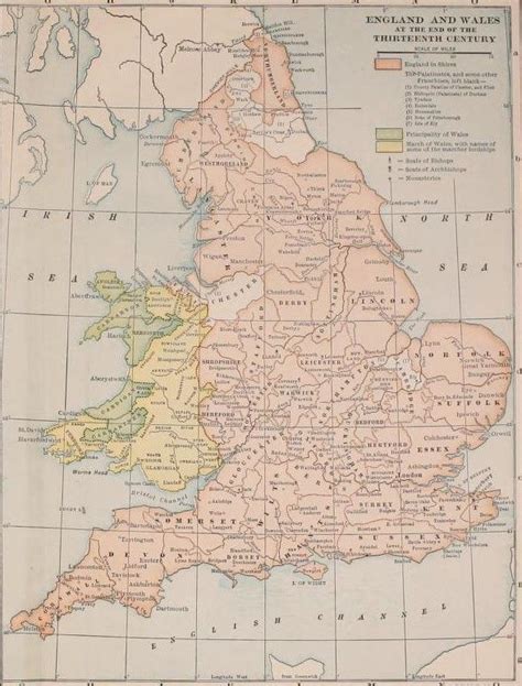 Map of England and Wales in 1400