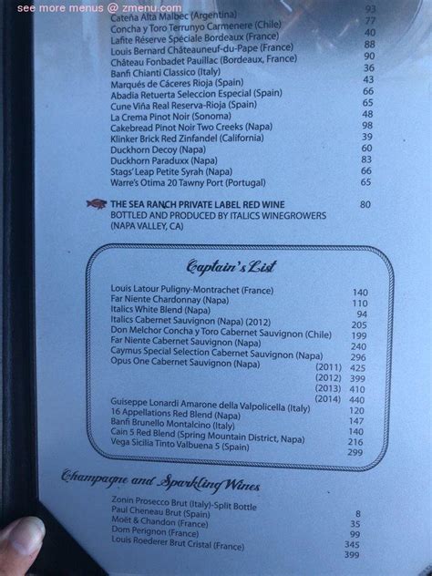 Menu At Sea Ranch Restaurant South Padre Island State Park Rd 100