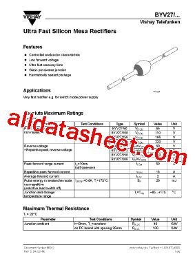 BYV27 Datasheet PDF Vishay Siliconix