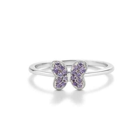 Little Girls Sterling Silver Baby Ring Pink Butterfly With Cz Etsy