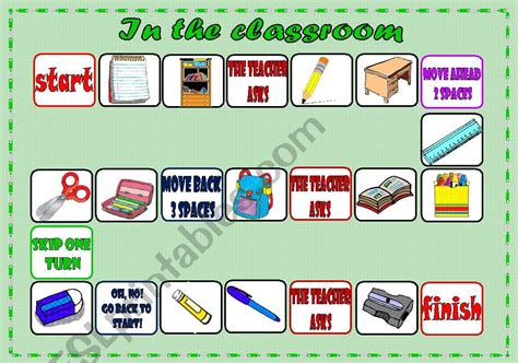 CLASSROOM BOARD GAME - ESL worksheet by arantxafer1