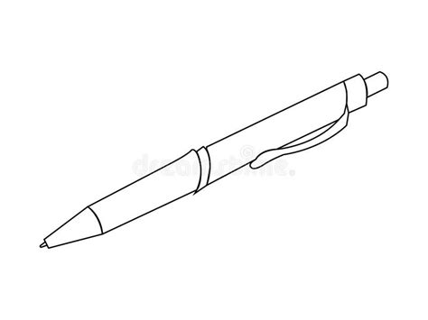 Line Art Of A Ballpoint Pen Stock Vector Illustration Of Icon