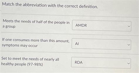 Solved Match the abbreviation with the correct | Chegg.com