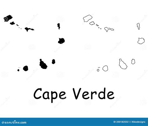 Cape Verde Cabo Verde Country Map Black Silhouette And Outline