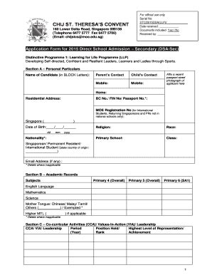 Fillable Online Chijsttheresasconvent Moe Edu Application Form For