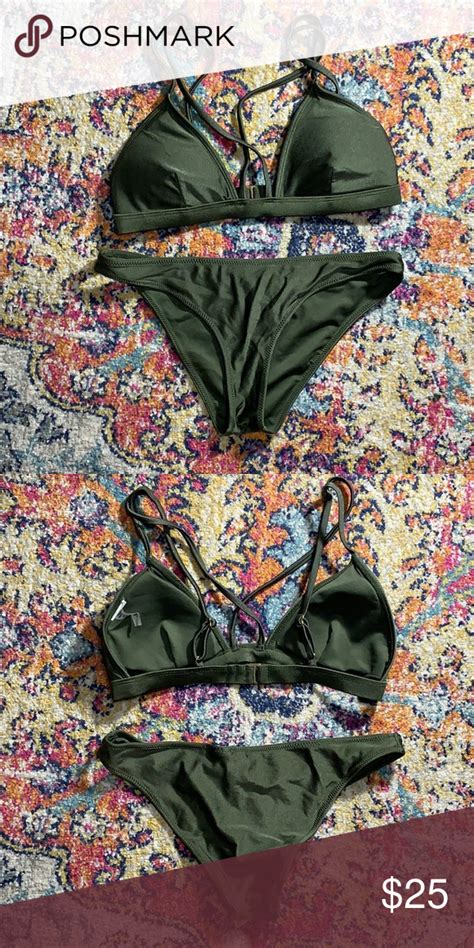 Forever Xxi Strappy Olive Green Bikini Set Green Bikini Green