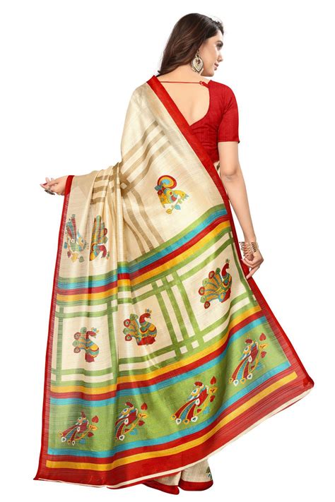 Shree Rajlaxmi Sarees Green And Beige Bhagalpuri Silk Saree Buy Shree