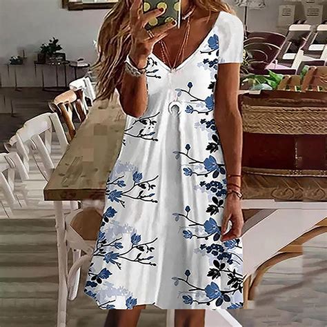 Dadaria Womens Sexy Dresses White Short Sleeve A Line Dress Midi Pleated Fashion Comfortable