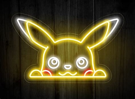 Pikachu Neon Sign Pokemon Led Neon Decor Custom Anime Neon Etsy