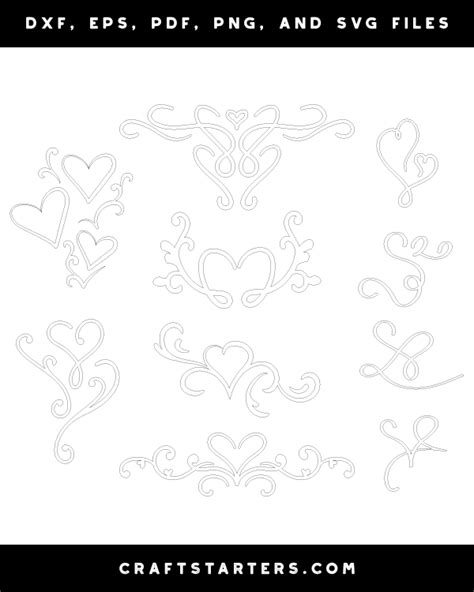 Heart Flourish Outline Patterns Dfx Eps Pdf Png And Svg Cut Files