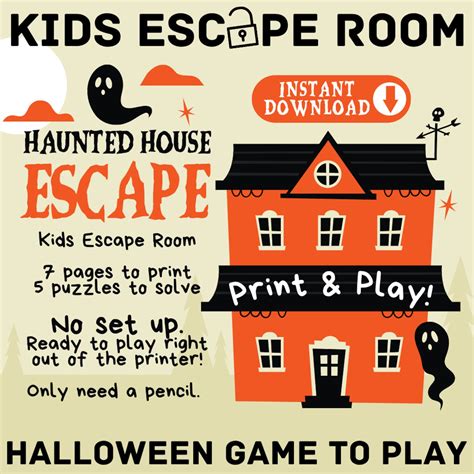 Halloween Haunted House Escape Room Game for Kids (printable) - Etsy