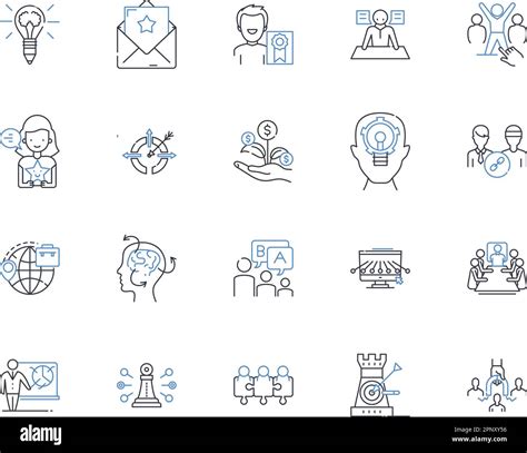 Enterprise Vision Line Icons Collection Strategy Innovation