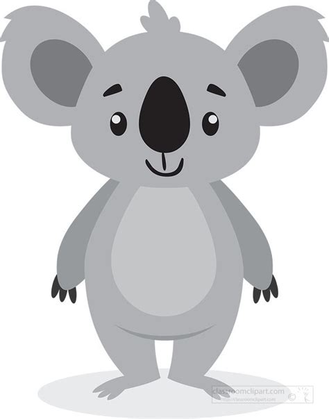 Animal Gray White Clipart-koala bear is standing upright and smiling ...