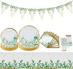 Pcs Green Party Plates Set Sage Green Paper Plates And Napkins Cups