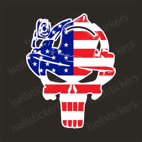 Punisher Skull Usa Flag Firefighter Window Decal Bumper Sticker