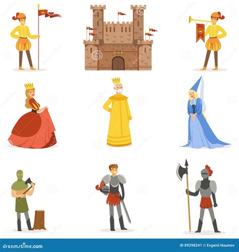 Medieval Cartoon Characters And European Middle Ages Historic Period