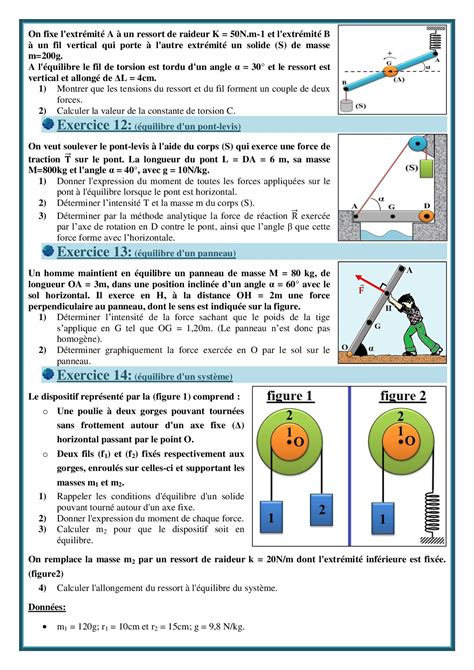 Équilibre d un solide en rotation autour d un axe fixe Exercices non