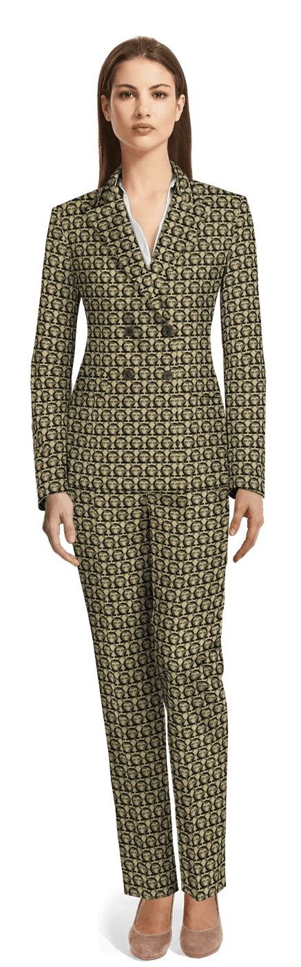 Brown Double Breasted Micropattern Pant Suit Sumissura