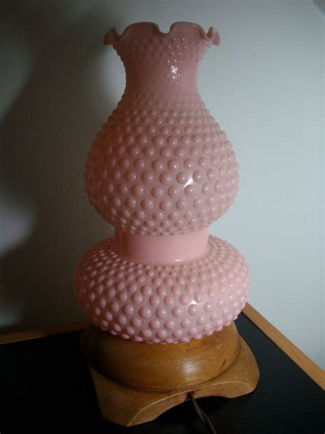 Vintage Frosted Pink Milk Glass Hobnail Electric Lamp Etsy Rose Milk Pink Milk Fostoria