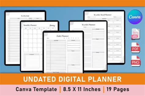 Undated Digital Planner Canva Graphic By A Zdesign Creative Fabrica