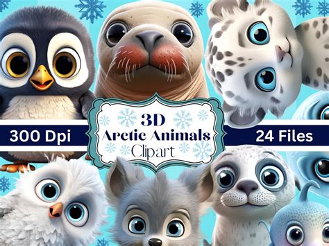 Set of 24 Cute 3D Animals 3D Clipart PNG Files, Fun Digital Downloads 3D Animals, Digital Wall ...