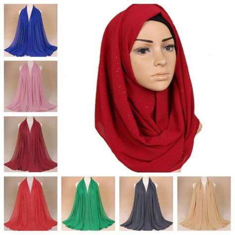 Buy Ladies Hijab Women Plain Chiffon Big Scarf Wrap Muslim Islamic