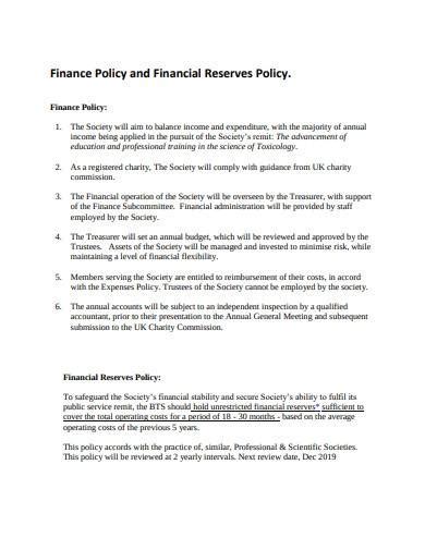 Free Charity Commission Reserves Policy Samples Templates In Ms