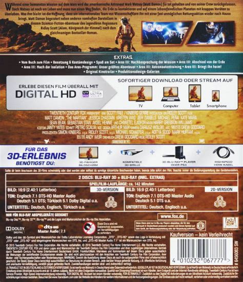 Der Marsianer Rettet Mark Watney D D Blu Ray Jpc