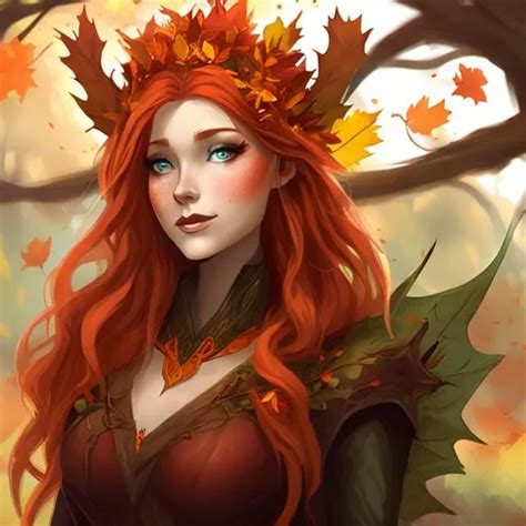 Epic Picture Of An Autumn Eladrin With Red Hair And Openart